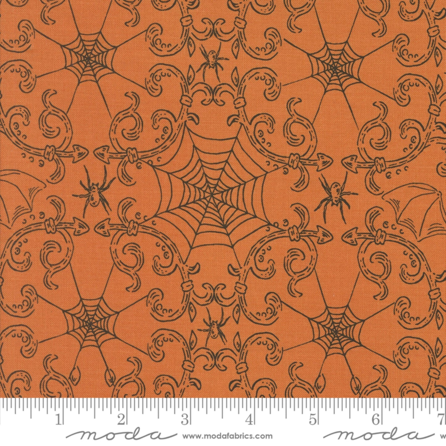 Wrought Iron Spiderwebs Pumpkin Home Sweet Haunt Stacy Iest Hsu Moda Fabric Fetish