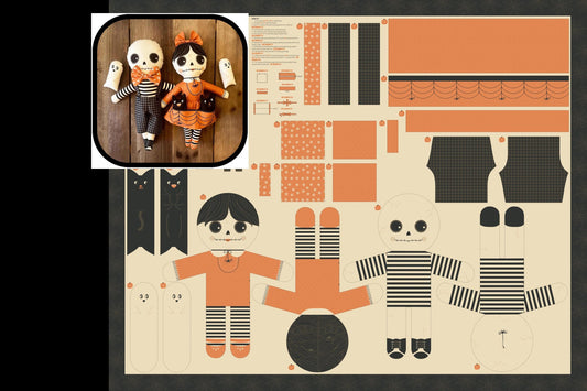 Skelly Dolls Cut and Sew Panel Panel 36" x 44" Stacy Iest Hsu Moda Fabric Fetish