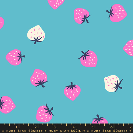 Strawberry Toss Turquoise Strawberry Kimberly Kight Ruby Star Society Moda Fabric Fetish