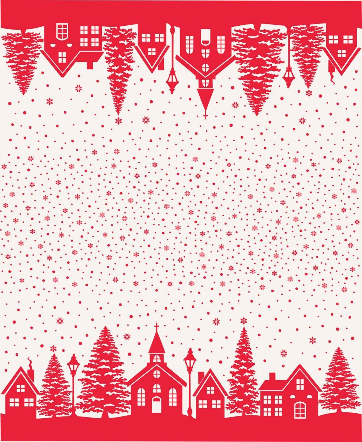 Christmas Village Double Border PANEL (36"x 44") Snowflake Pomegranate Buon Natale Fig Tree Co Moda Fabric Fetish