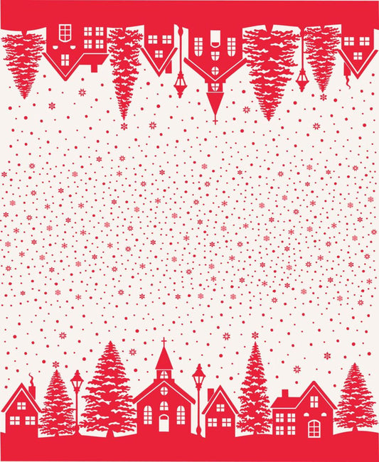 Christmas Village Double Border PANEL (36"x 44") Snowflake Pomegranate Buon Natale Fig Tree Co Moda Fabric Fetish