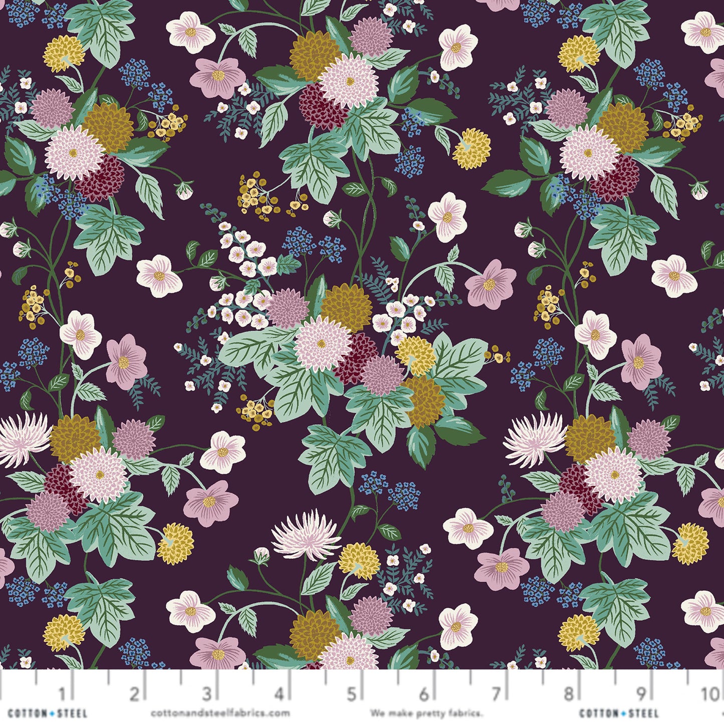 Aubergine Dahlia Anna Bond Rifle Paper Co Cotton + Steel Fabric Fetish