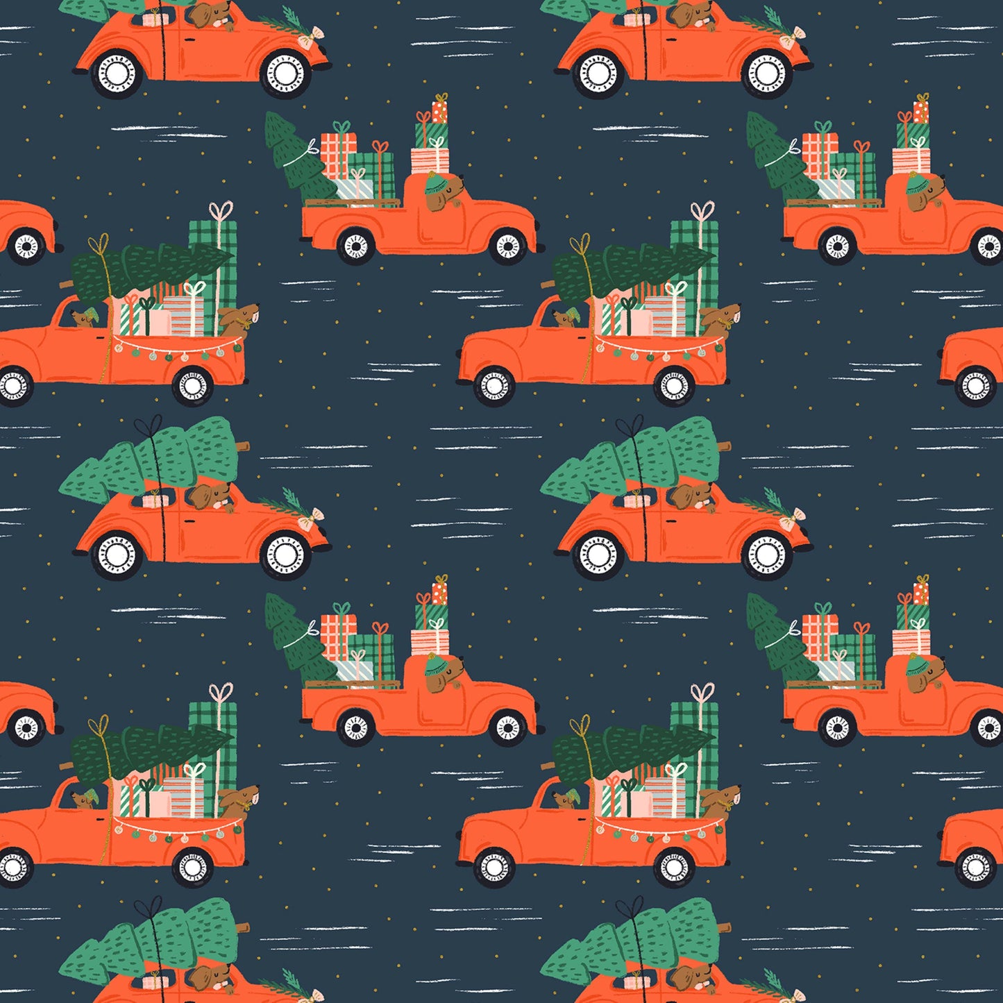 Holiday Haulin' Hounds Midnight METALLIC Merry Pawmas Dominika Godette Cotton + Steel Fabric Fetish