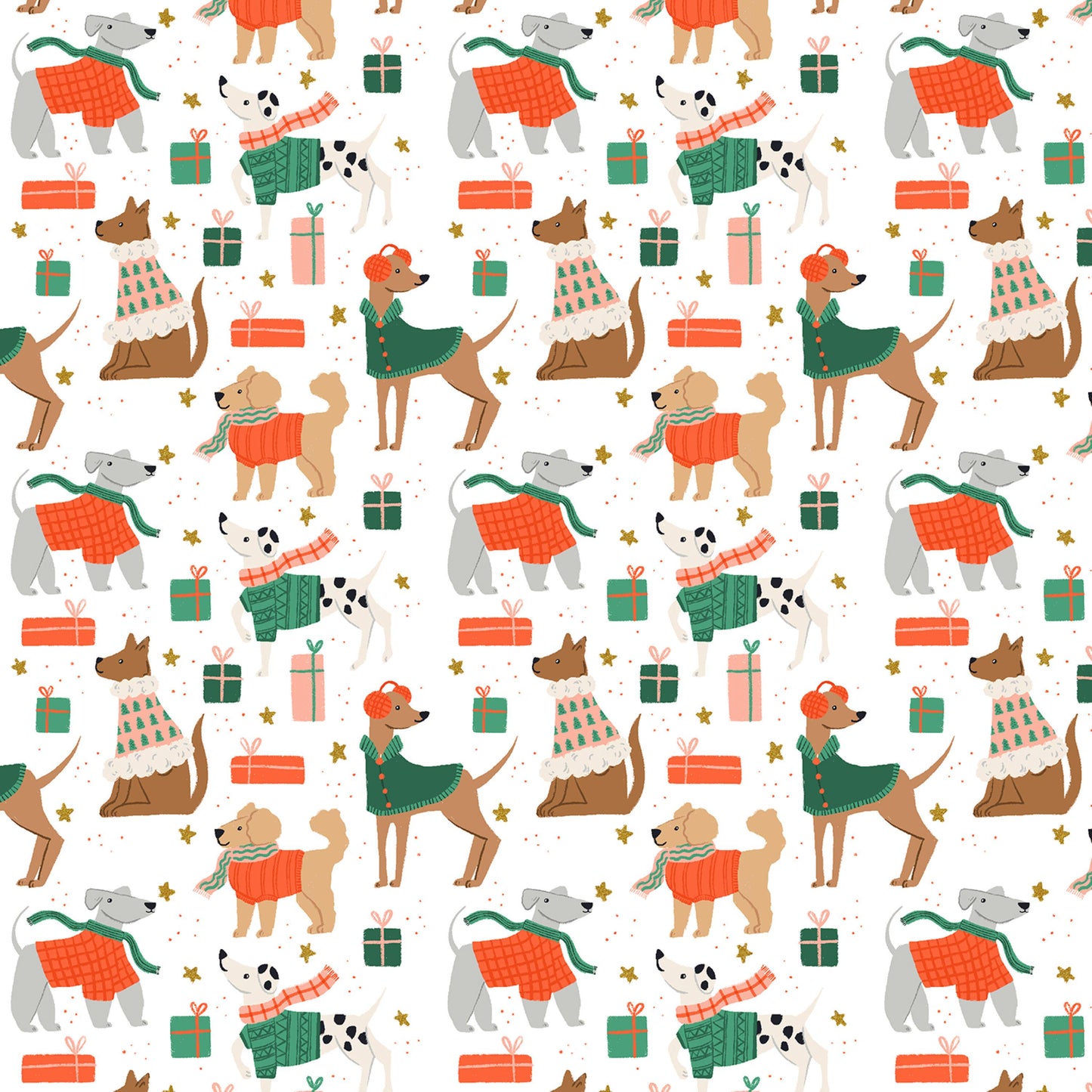 Dapper Dogs Snow METALLIC Merry Pawmas Dominika Godette Cotton + Steel Fabric Fetish