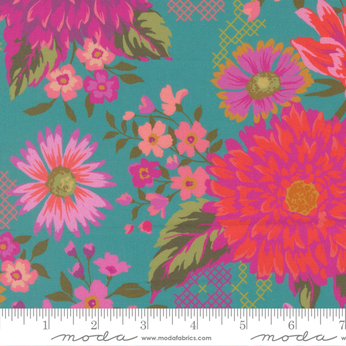 Happy Blooms Teal Parlor Crystal Manning Moda Fabric Fetish