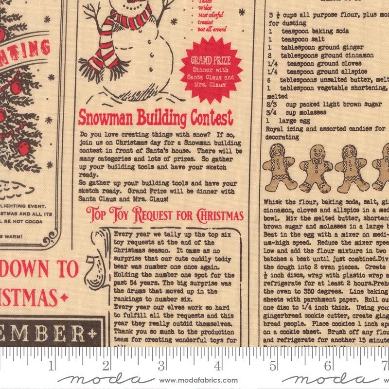 North Pole News Natural Midnight Holiday Cheer Stacy Iest Hsu Moda Fabric Fetish