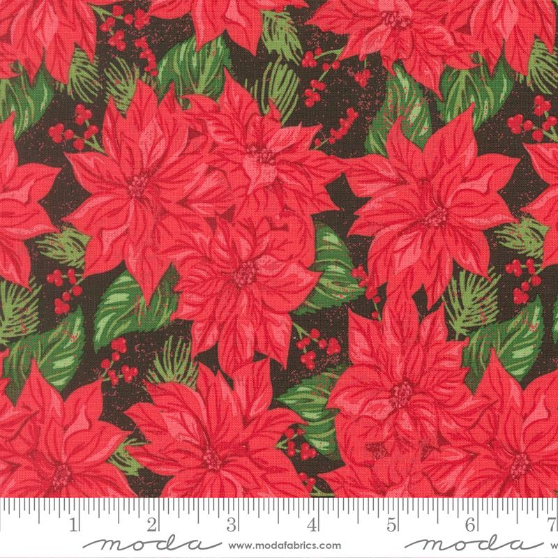 Vintage Poinsettia Midnight Red Holiday Cheer Stacy Iest Hsu Moda Fabric Fetish