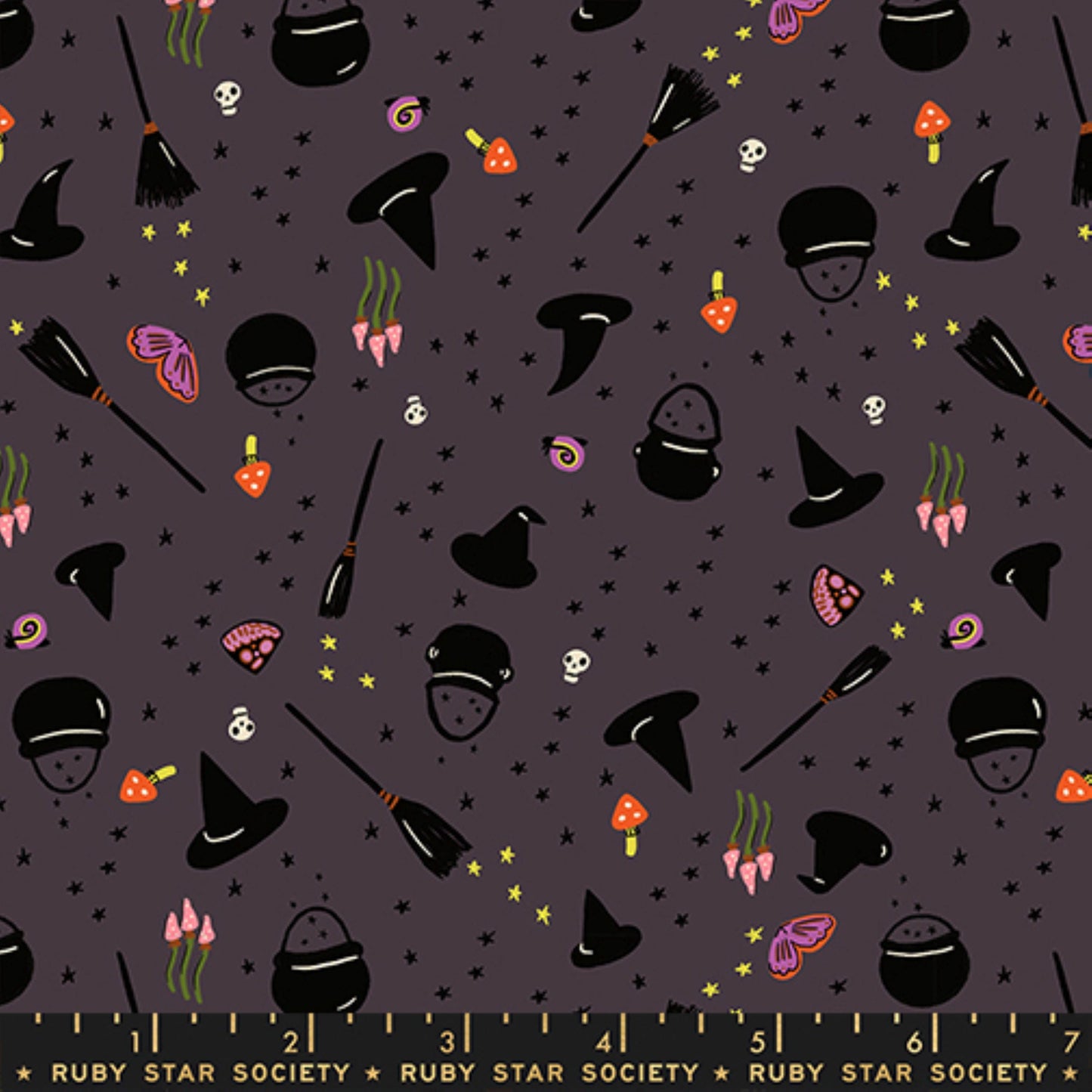 Witchy Woman Eggplant Freaky Familiars Ruby Star Society Fabric Moda Fabric Fetish