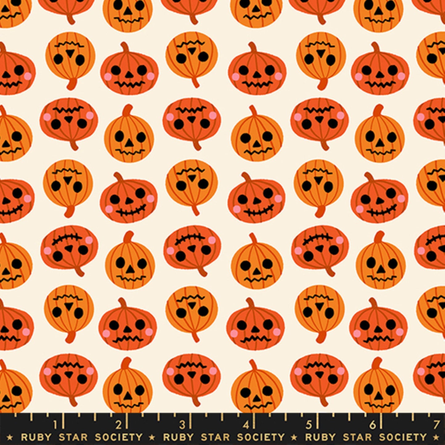 Pumpkin Party Orange Freaky Familiars Ruby Star Society Fabric Moda Fabric Fetish