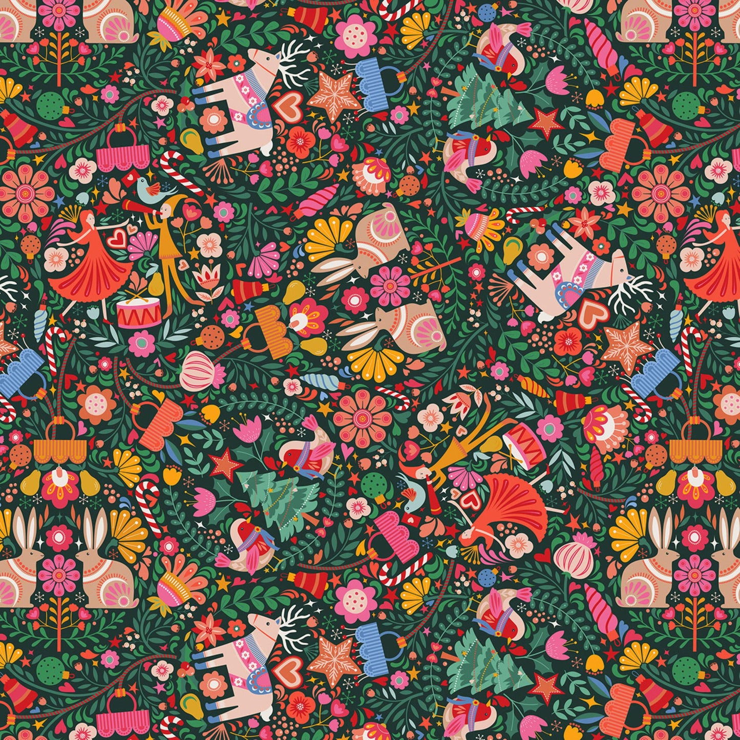Nordic Christmas Deck the Halls Bethan Janine Thread & Ink Fabric Fetish