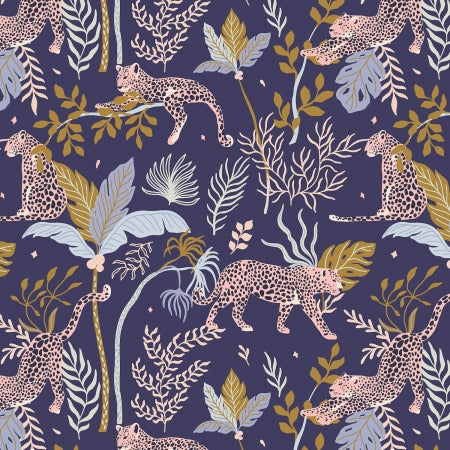 Leopard Navy Julia Dreams Magic of Serengeti RJR Fabrics Quilters Cotton JD100 NA1 Fabric Fetish