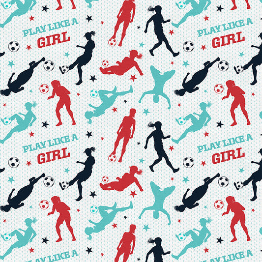 Play Like a Girl - KC Soccer - Paintbrush Studio Fabric 100% Quilters Cotton Fabric Fetish