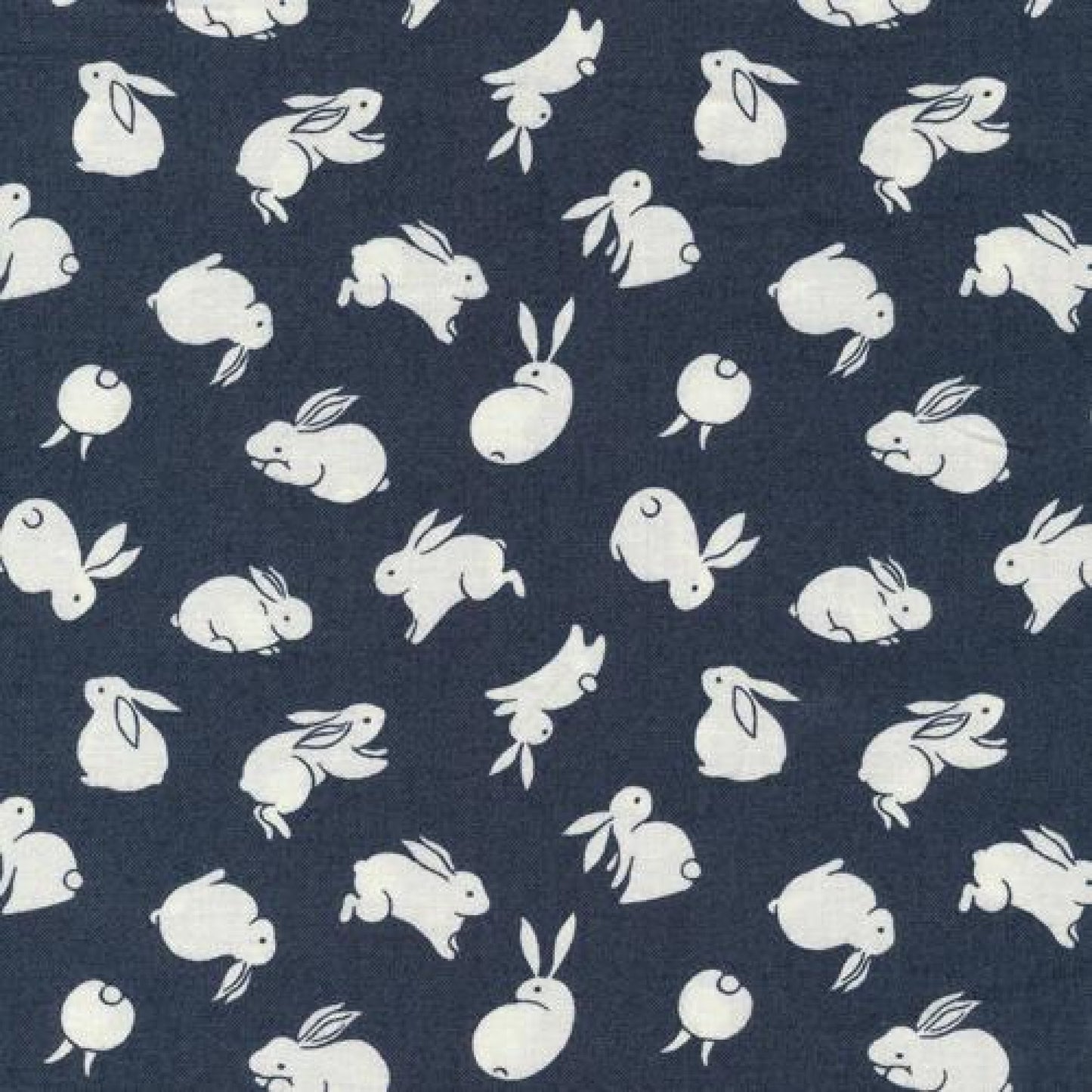 Paintbrush Studio Fabric - Moon Rabbit - Tossed Rabbit Navy - Quilters Cotton Fabric Fetish