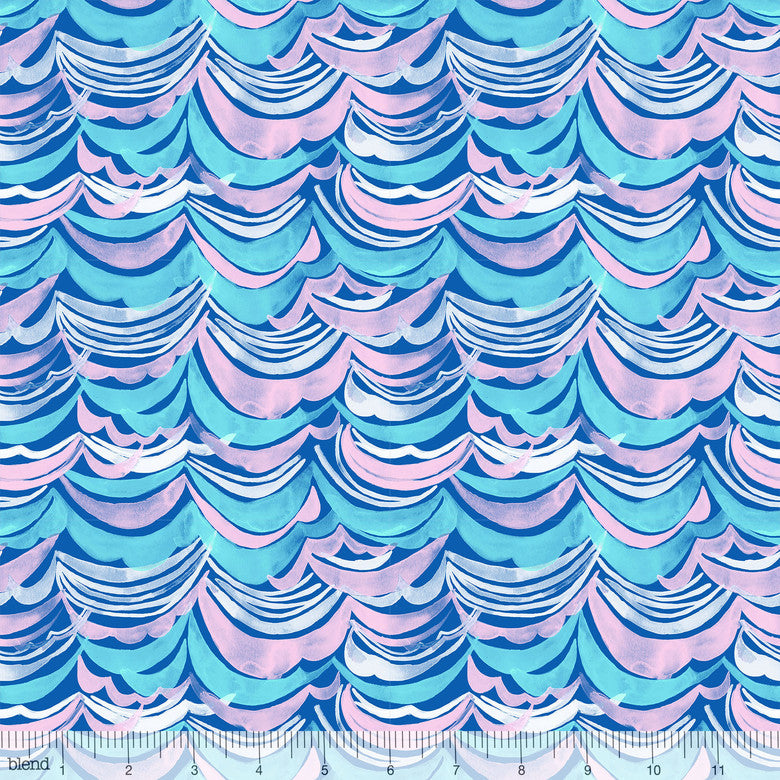 blend fabrics arctic playground watercolor waves pink clearance Fabric Fetish