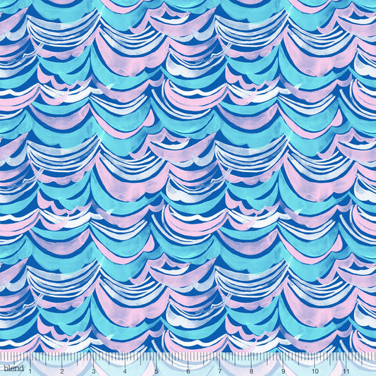 blend fabrics arctic playground watercolor waves pink clearance Fabric Fetish