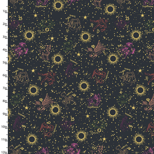 3 wishes moonlight jennifer Ellory zodiac black gold metallic fabric fetish