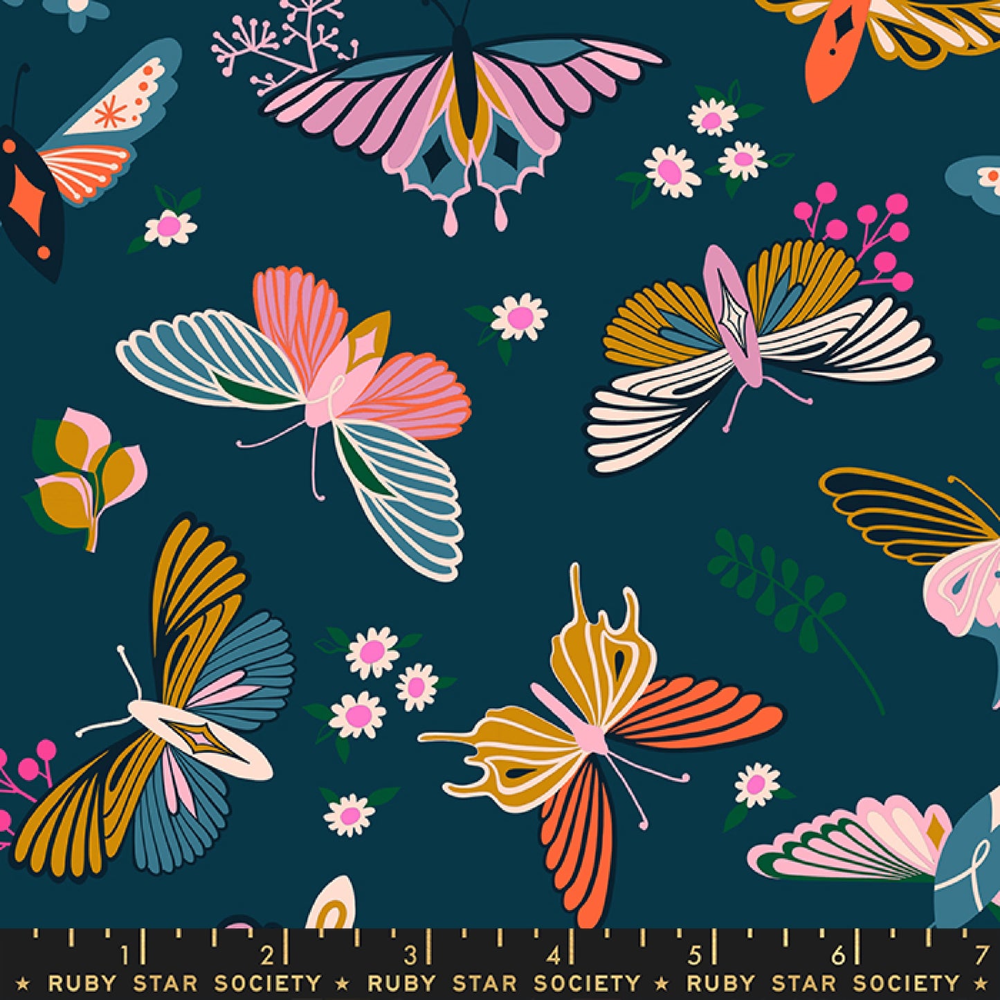 ruby star society for moda fabric melody miller stay gold flutter peacock Fabric Fetish