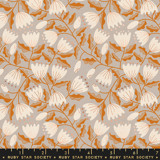 Cup Saucer Vine Dove - Copper METALLIC - Unruly Nature - Jen Hewett - Ruby Star Society Fabric - Moda 100% Quilters Cotton