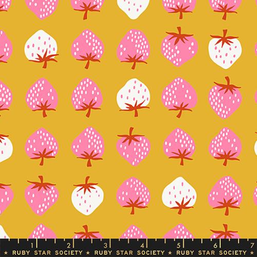 ruby star society for moda fabric kimberly kight strawberry friends goldenrod Fabric Fetish