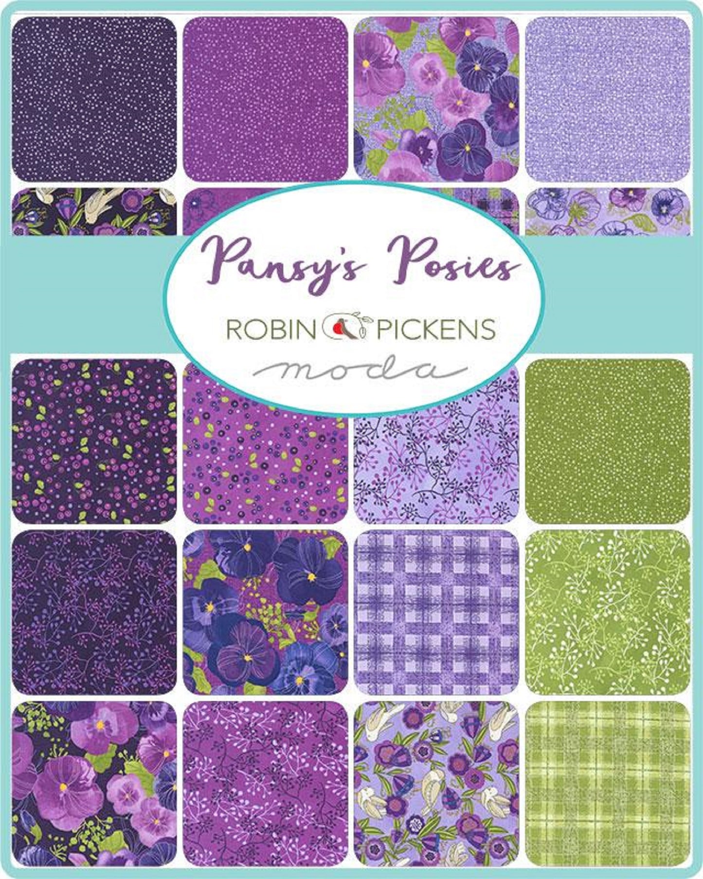 Moda Fabric - Robin Pickens - Pansy's Posies - Fat Eighth 28 Piece Bundle