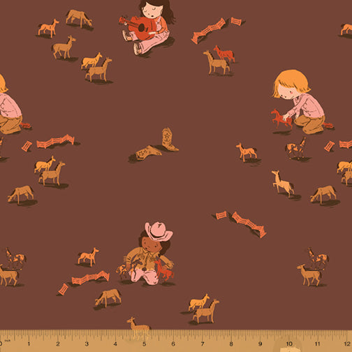 windham fabrics far far away 3 heather ross playing horses cocoa quilters cotton 52753 6 Fabric Fetish