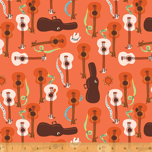 windham fabrics far far away 3 heather ross guitars red orange quilters cotton 52754 8 Fabric Fetish