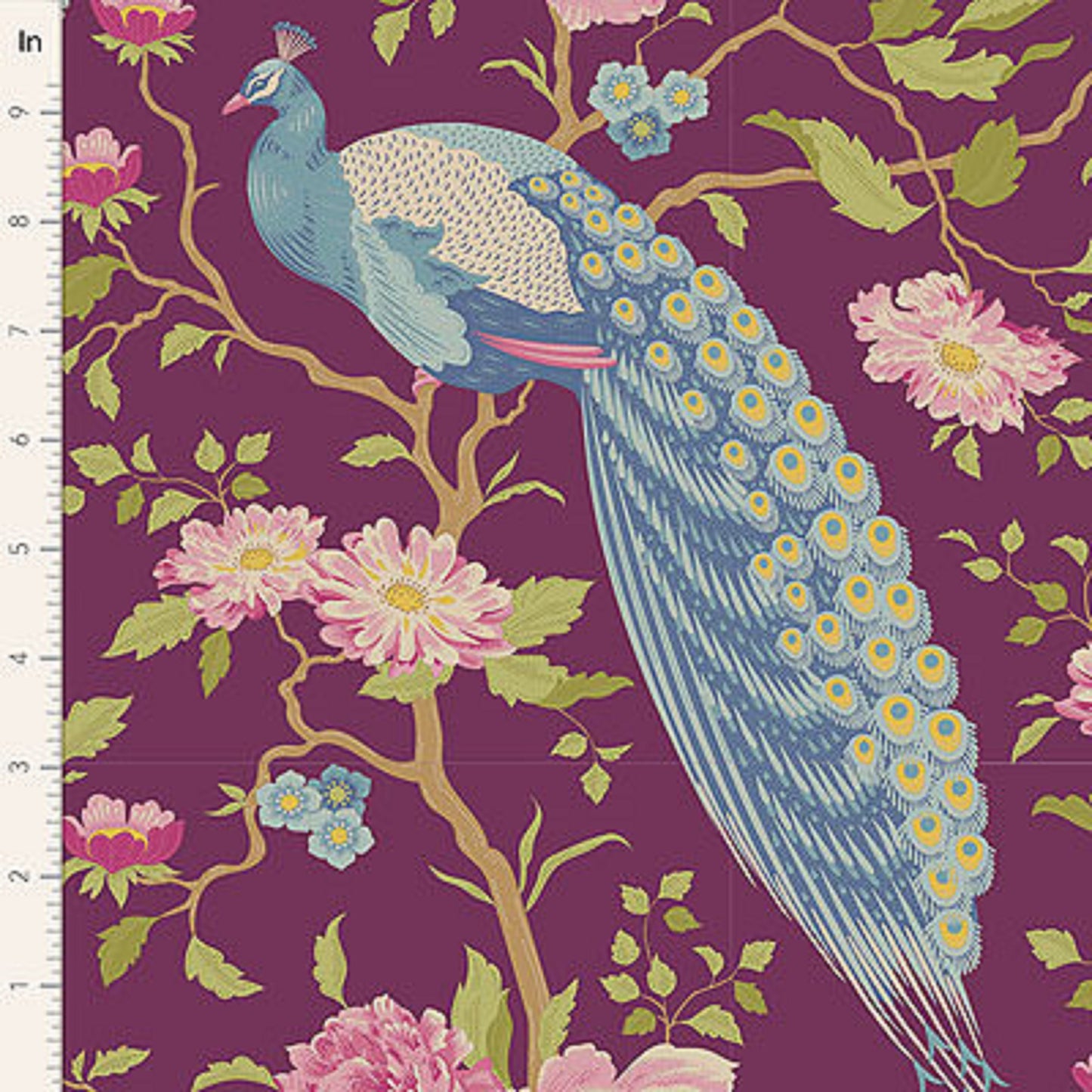 tilda fabrics chic escape peacock tree grape Fabric Fetish