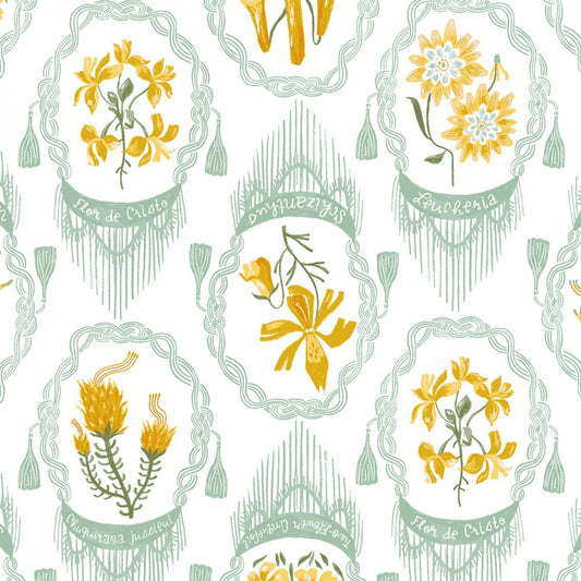 dear stella llama lands andes flowers white Fabric Fetish