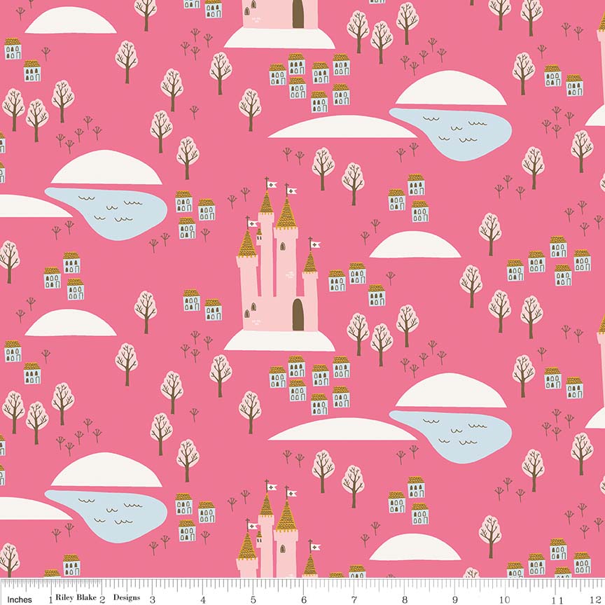 Riley Blake Fabrics - Guinevere - Castle Hot Pink CLEARANCE – Fabric Fetish