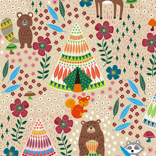 timeless treasures dream away forest animals latte Fabric Fetish