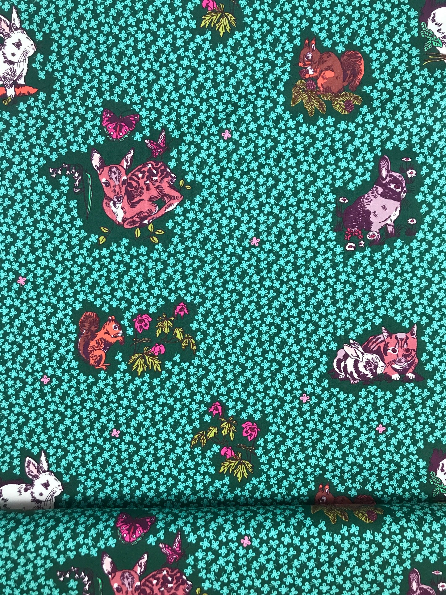 freespirit fabric nathalie lete anna maria horner conservatory woodland walk lucky animals mint Fabric Fetish