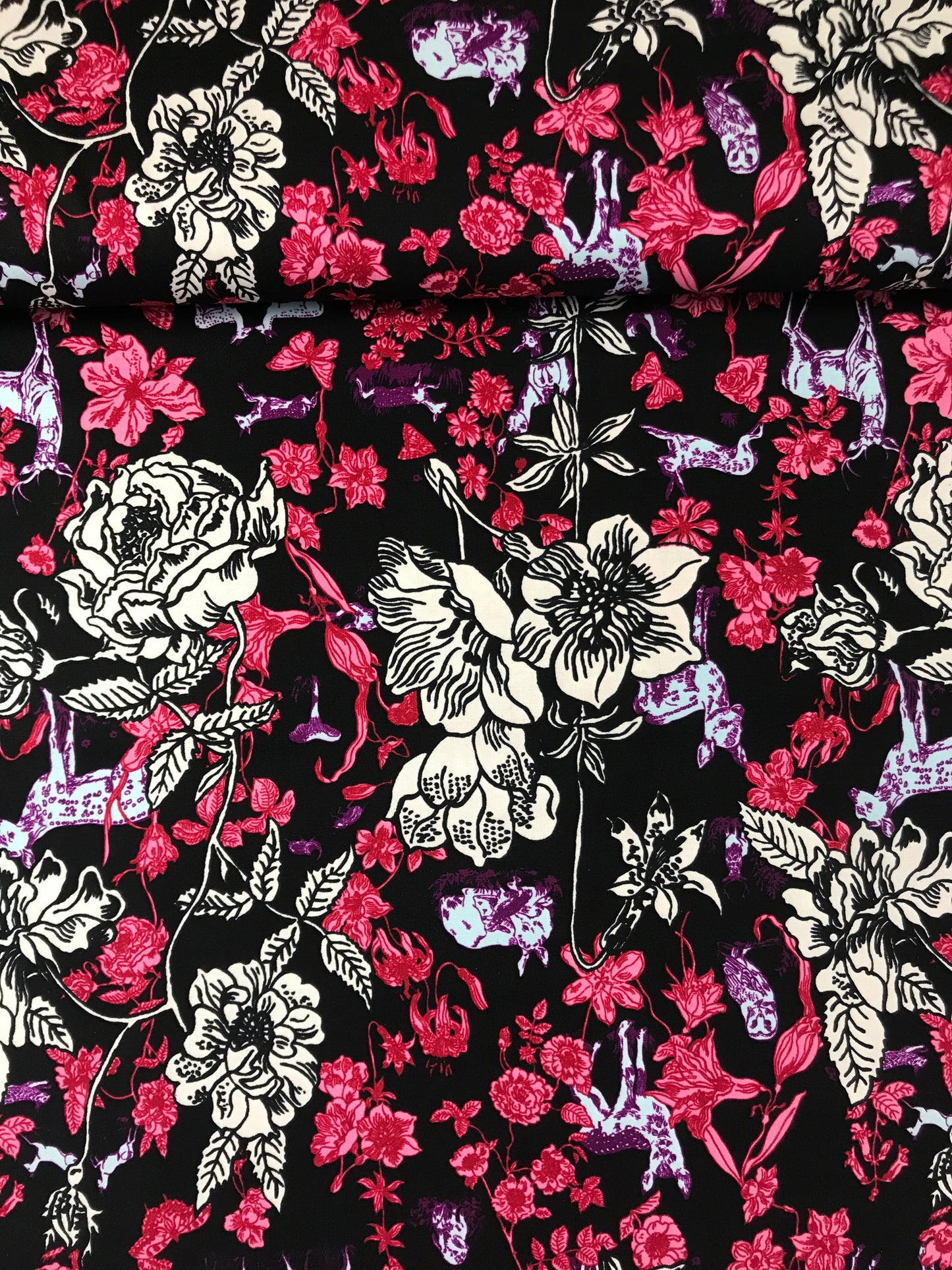 freespirit fabric nathalie lete anna maria horner conservatory woodland walk fawn in flowers black Fabric Fetish