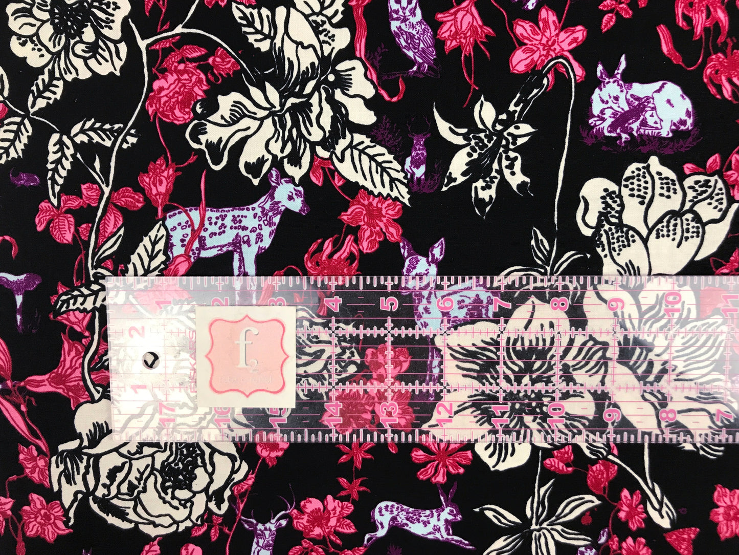 freespirit fabric nathalie lete anna maria horner conservatory woodland walk fawn in flowers black Fabric Fetish