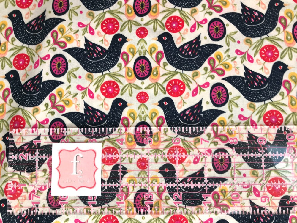freespirit fabrics garden dreams birds black Fabric Fetish