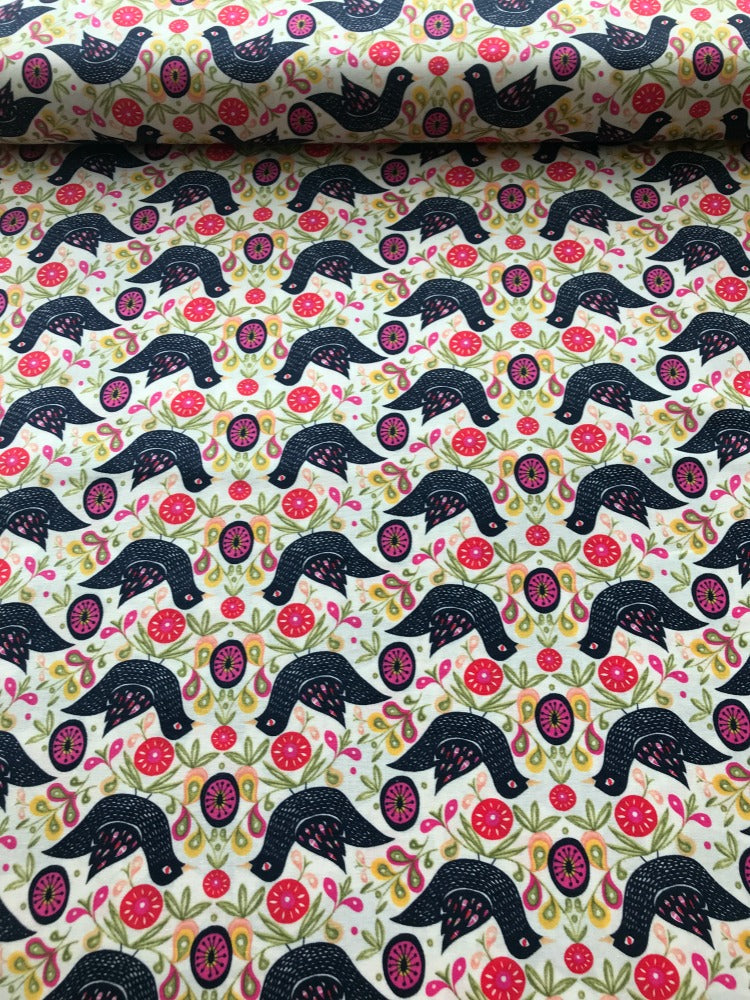 freespirit fabrics garden dreams birds black Fabric Fetish