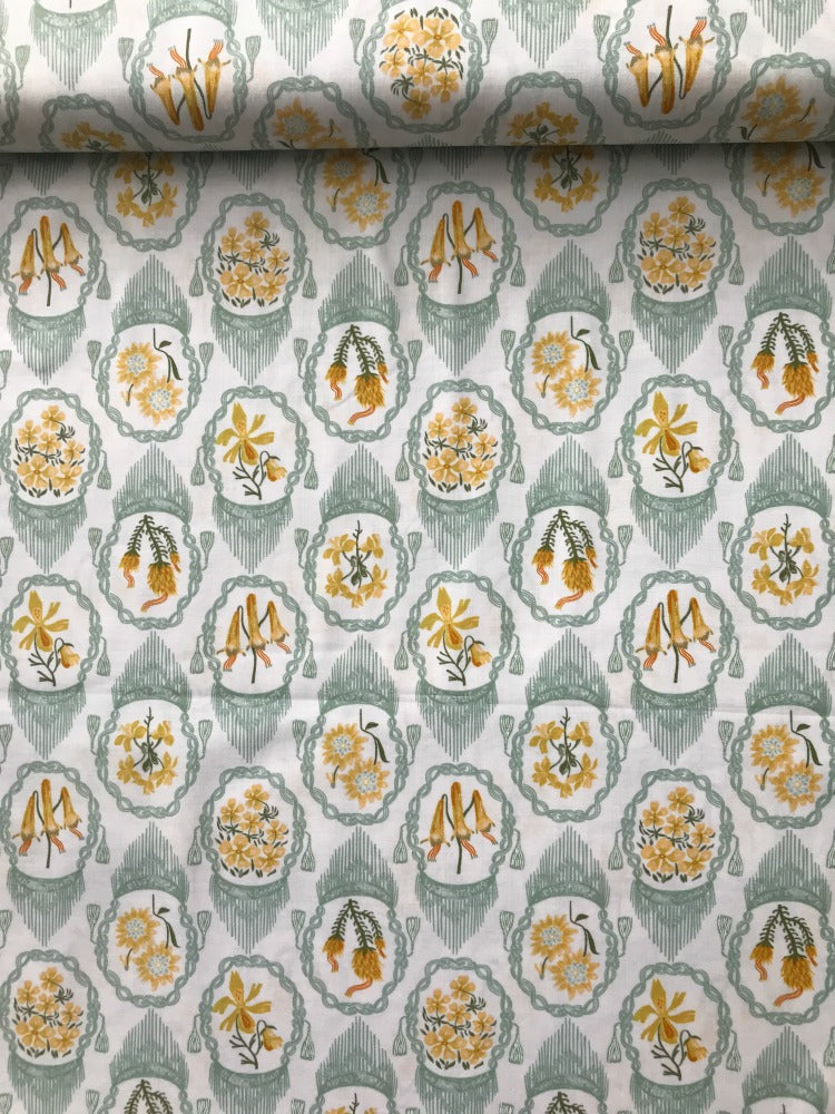 dear stella llama lands andes flowers white Fabric Fetish