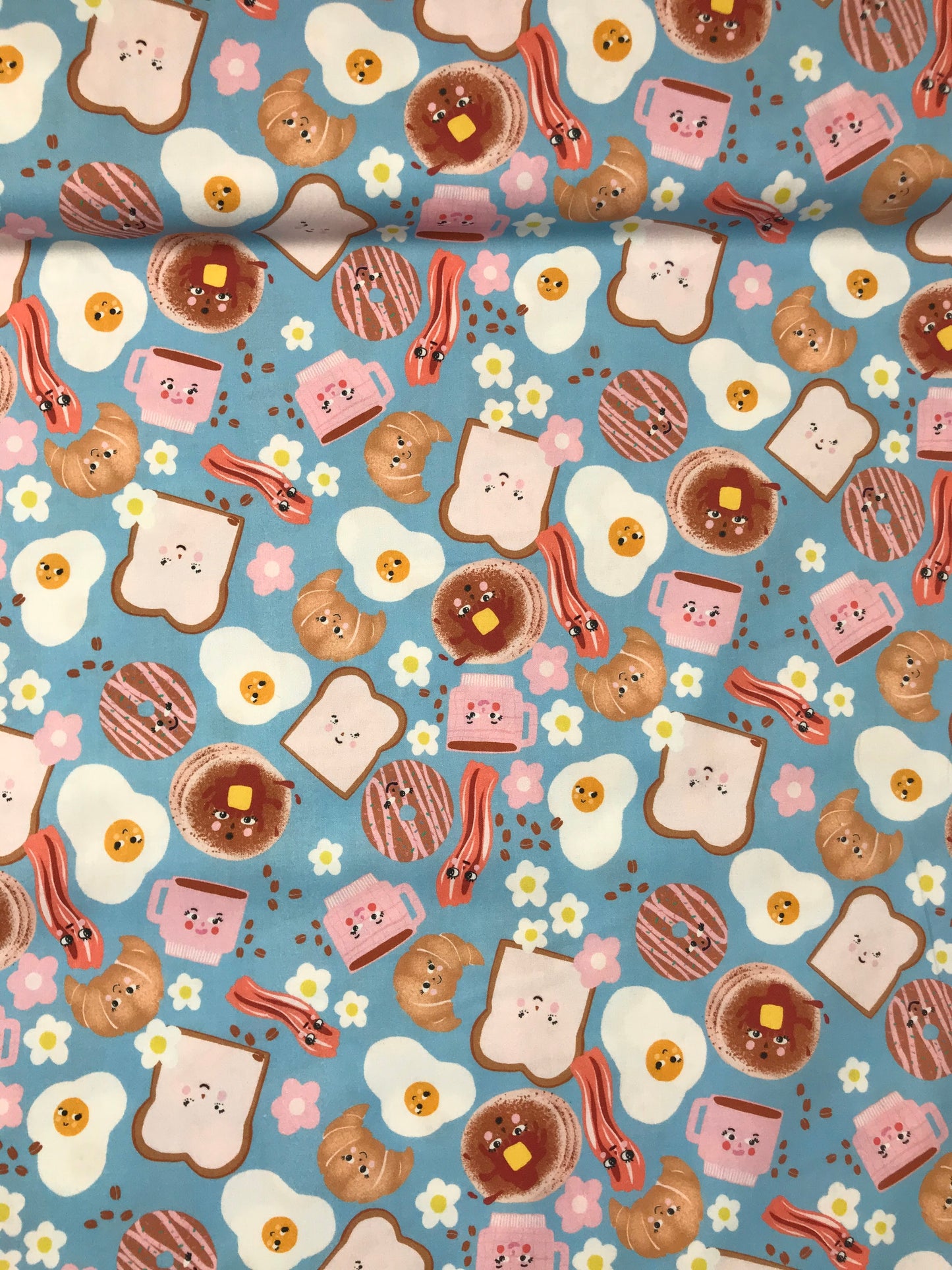 paintbrush studio fabric corinne lent food face breakfast blue quilters cotton Fabric Fetish