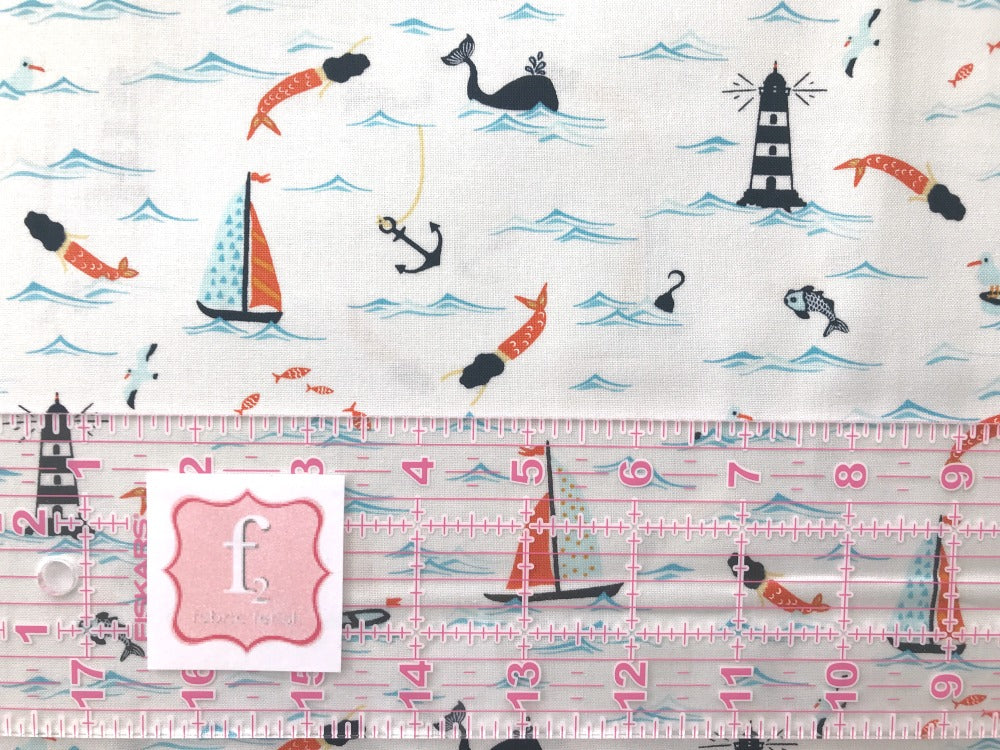 dear stella dont give a ship nautical sailboats white Fabric Fetish