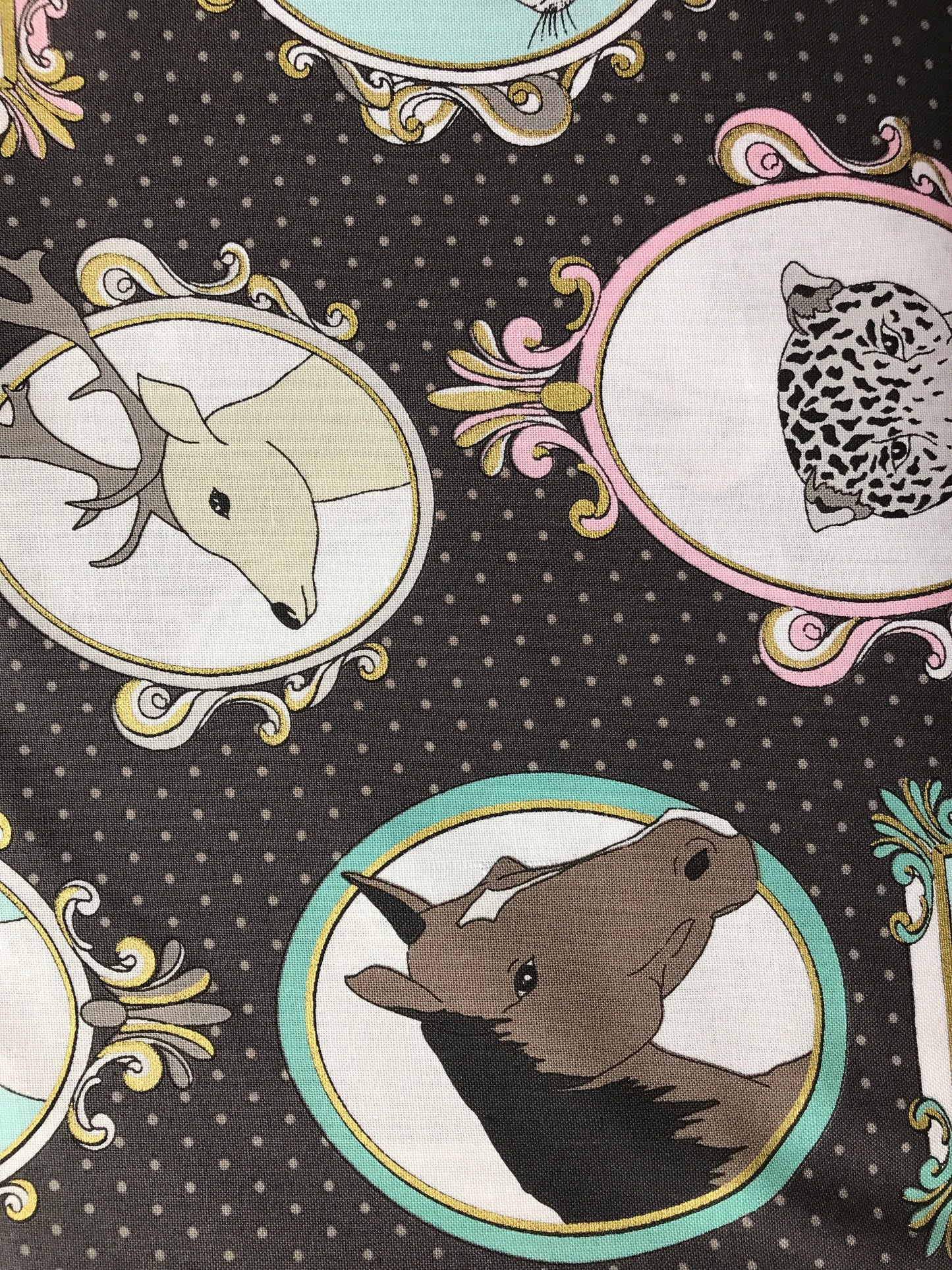 michael miller fabrics little animal portraits gold metallic Fabric Fetish