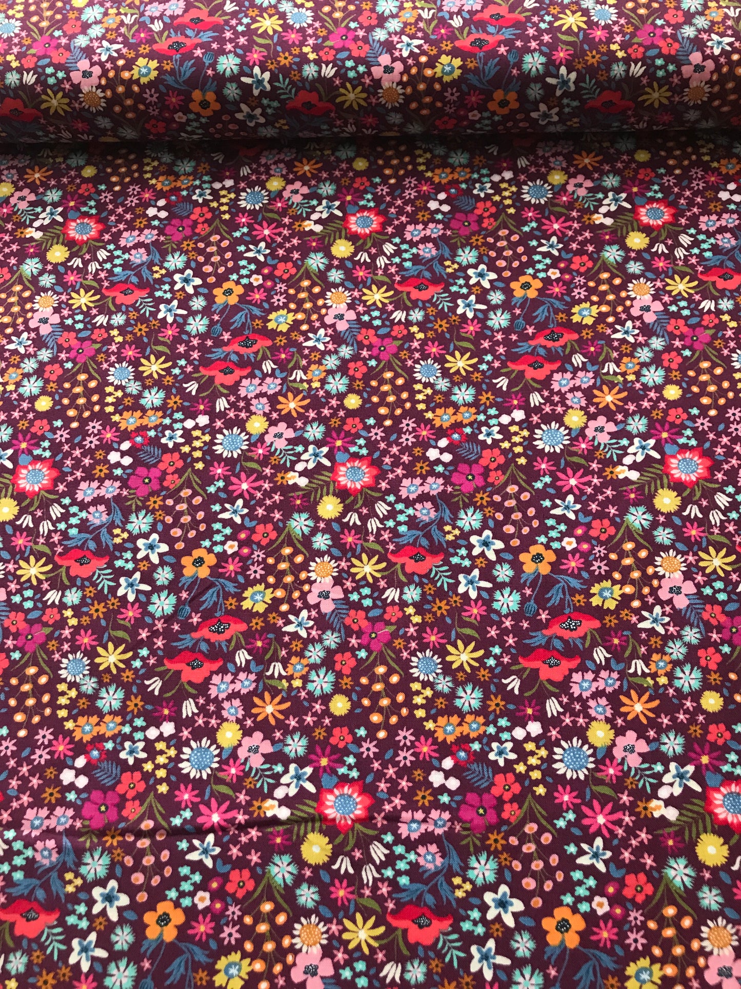 moda rosa flower patch eggplant Fabric Fetish