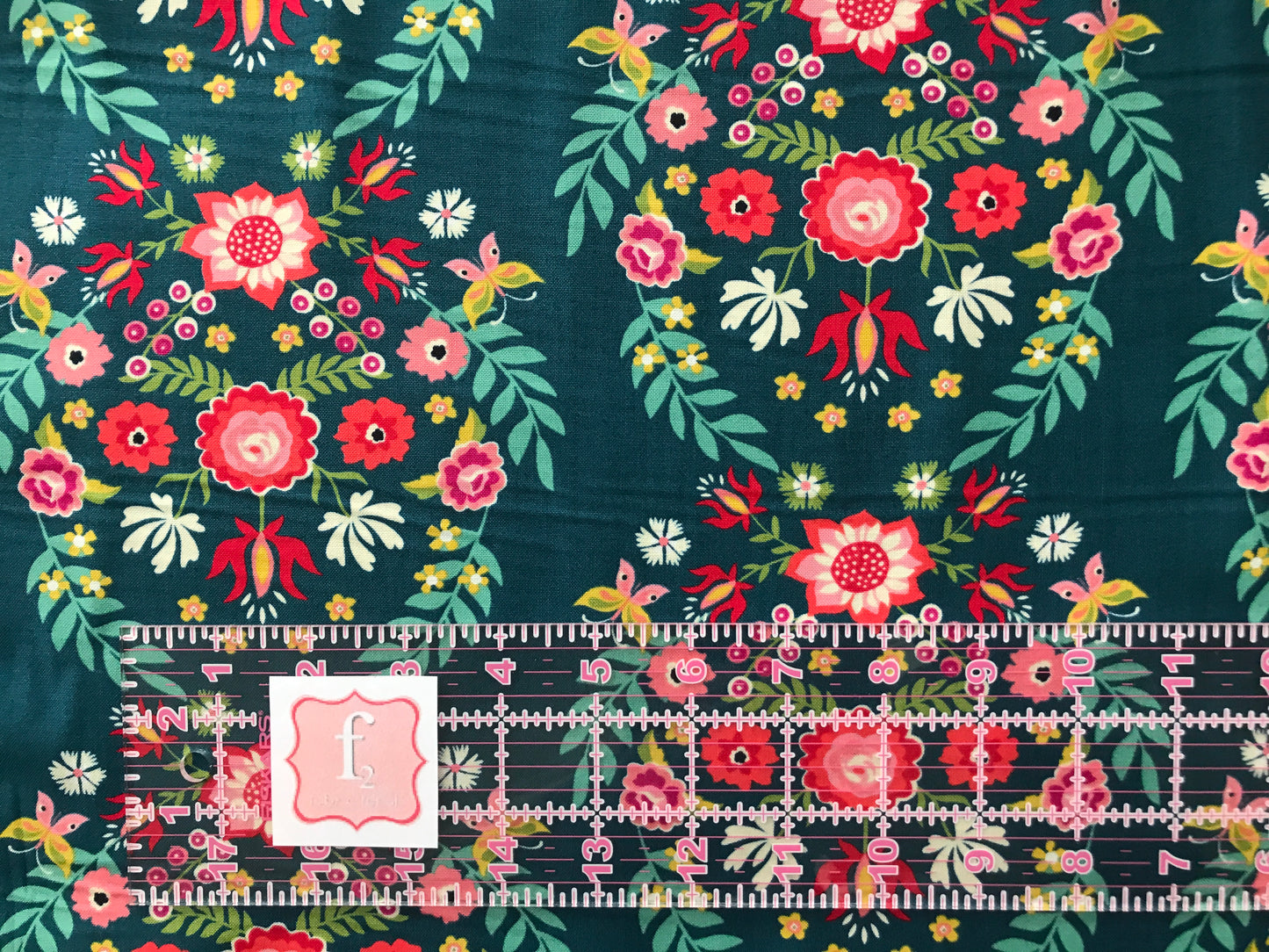 moda rosa floral prussian blue Fabric Fetish