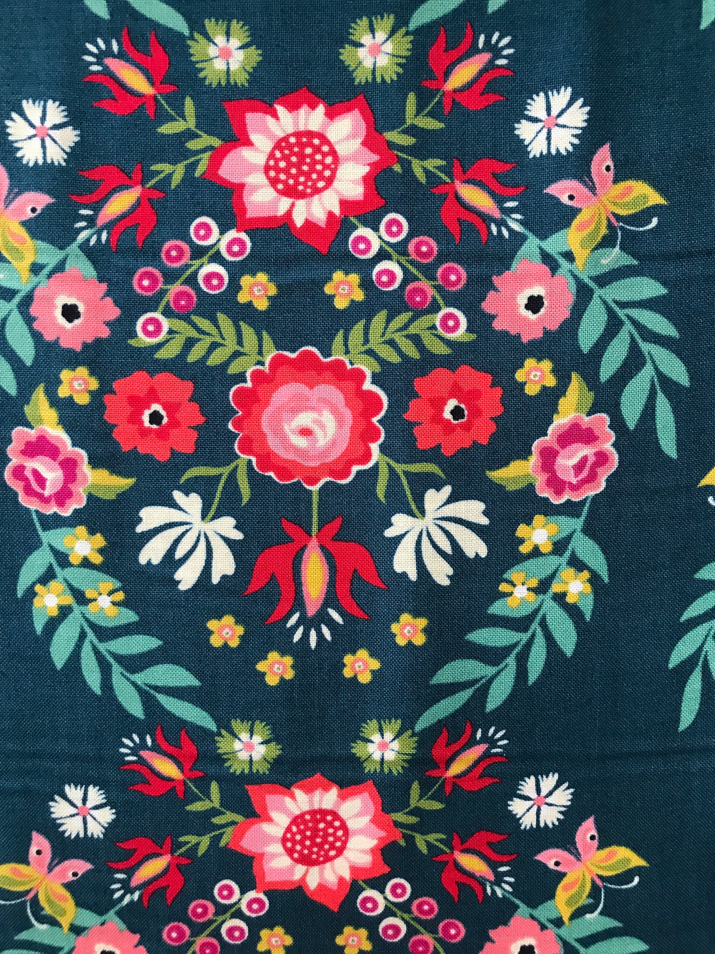 moda rosa floral prussian blue Fabric Fetish