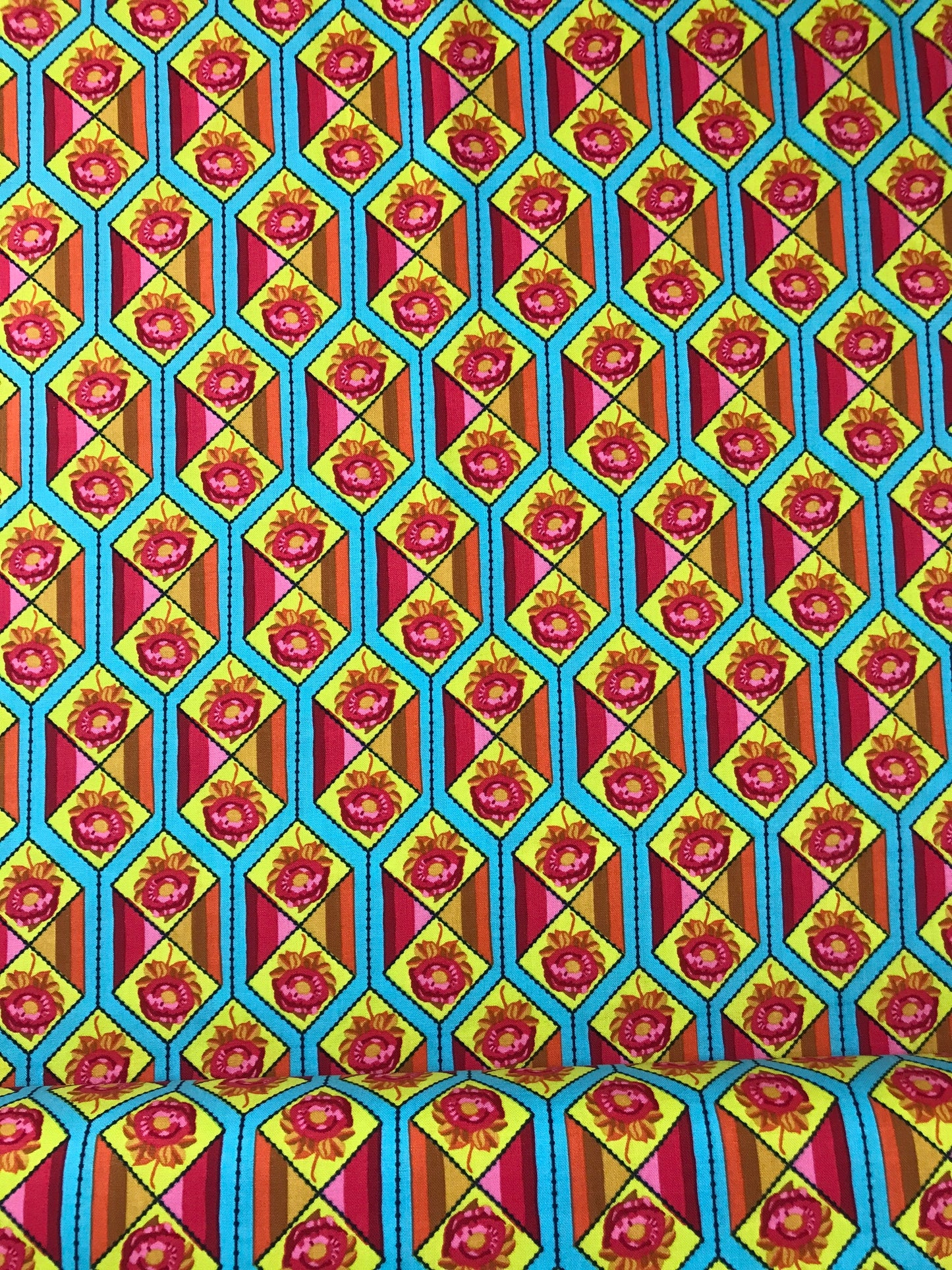 freespirit fabric anna maria horner bright eyes facets aqua Fabric Fetish