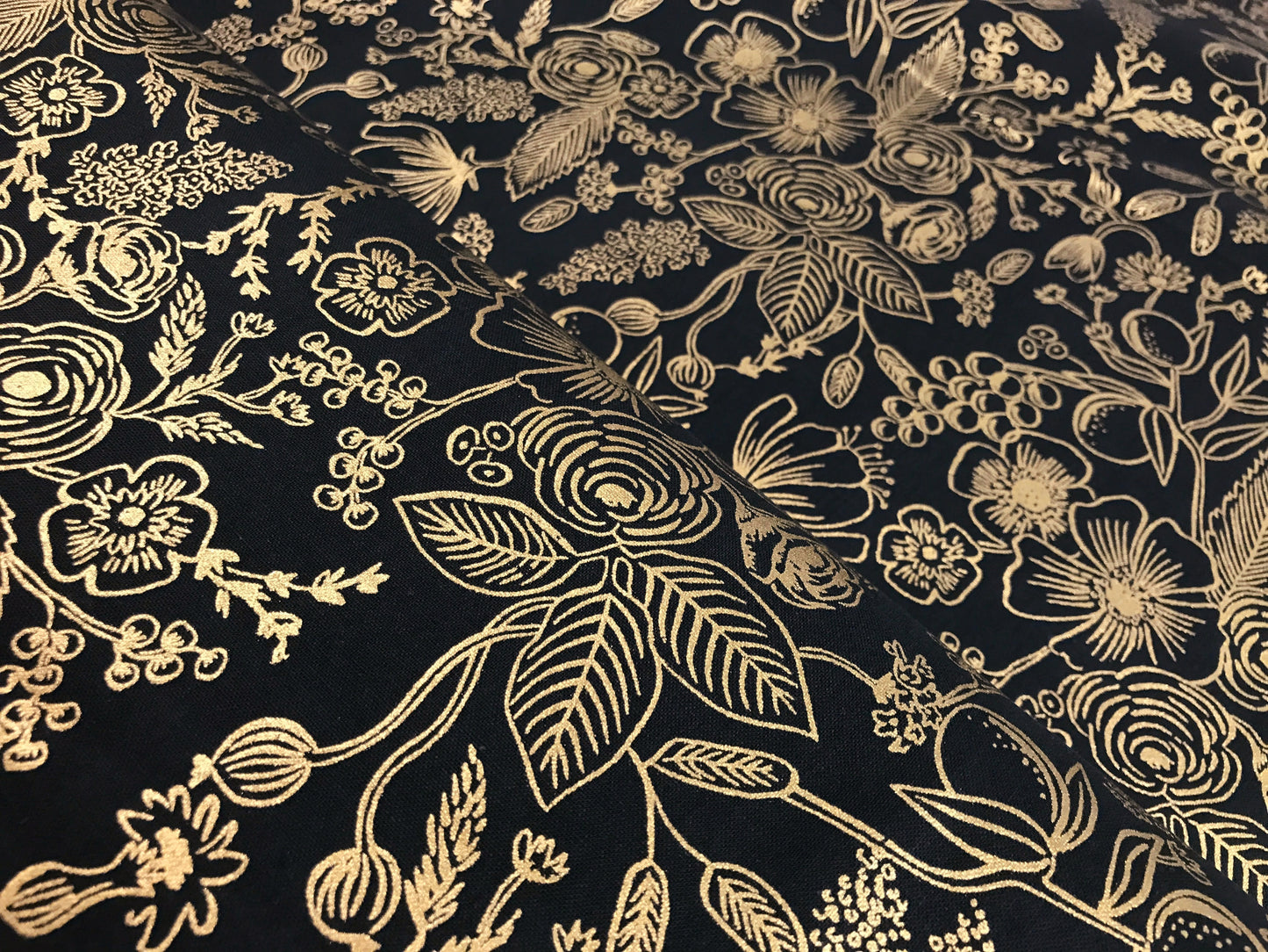 rifle paper co cotton steel holiday classics colette evergreen gold metallic Fabric Fetish