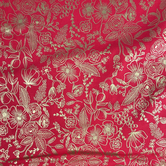 Rifle Paper Co Holiday Classics Colette Red Gold Metallic Fabric Fetish