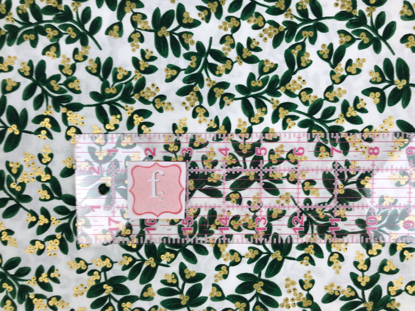 rifle paper co cotton steel holiday classics mistletoe white gold metallic Fabric Fetish