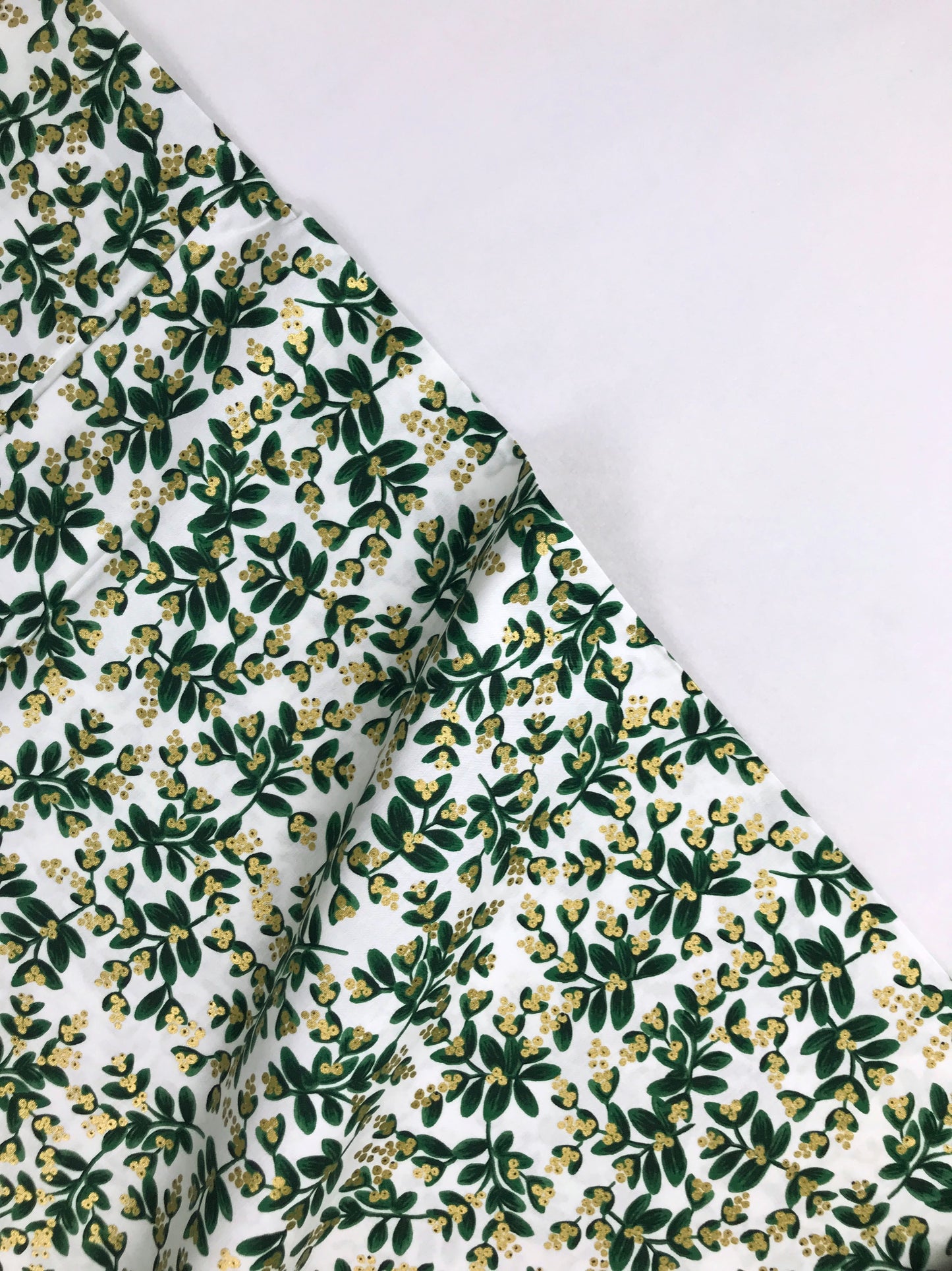 rifle paper co cotton steel holiday classics mistletoe white gold metallic Fabric Fetish