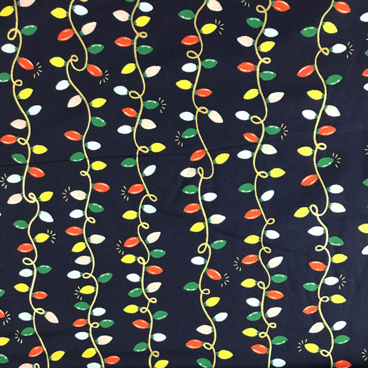Rifle Paper Co Holiday Lights Navy Gold Metallic Fabric Fetish