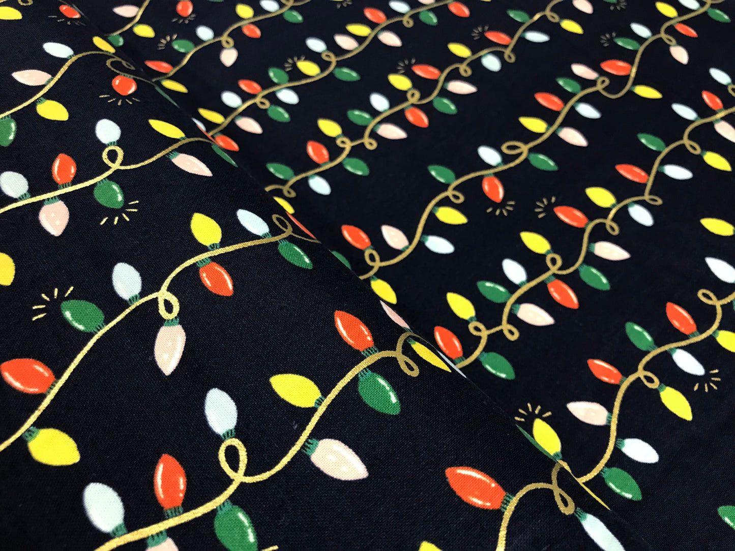 rifle paper co cotton steel holiday classics holiday lights navy gold metallic Fabric Fetish