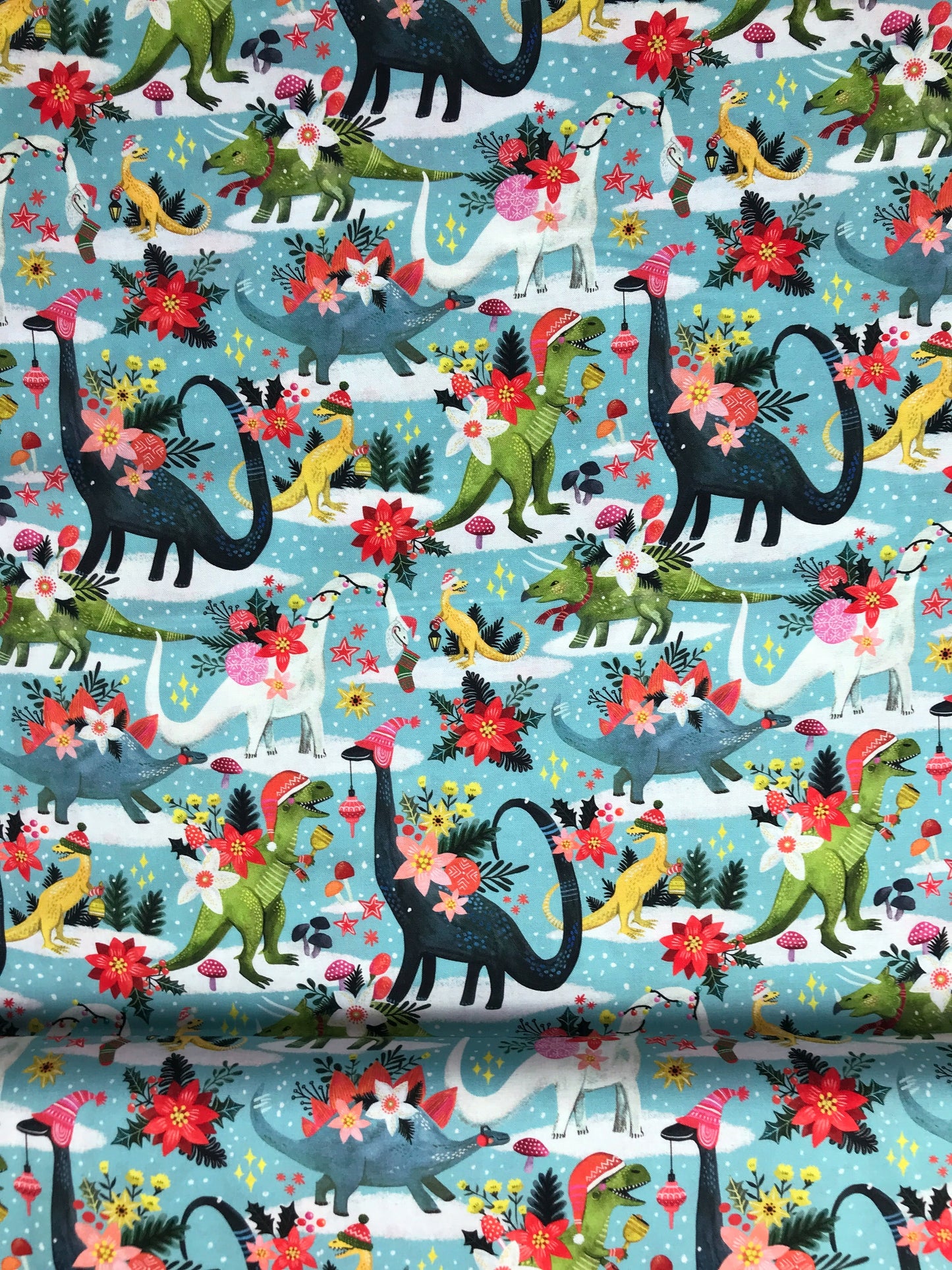 dear stella fabric rebel without a claus miriam bos rawring holidays multi Fabric Fetish